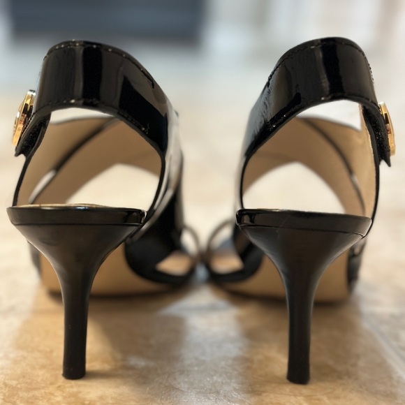 Michael Kors Joselle Open Toe Black Patent Heels - Picture 5 of 7